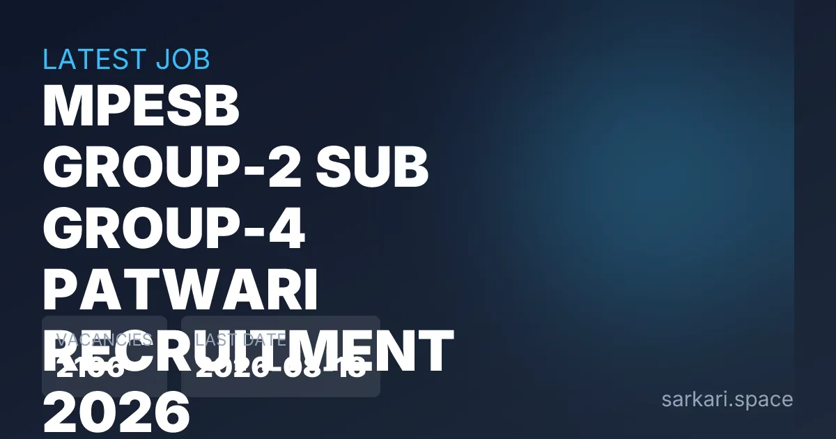 MPESB Group-2 Sub Group-4 Patwari Recruitment 2026 Notice