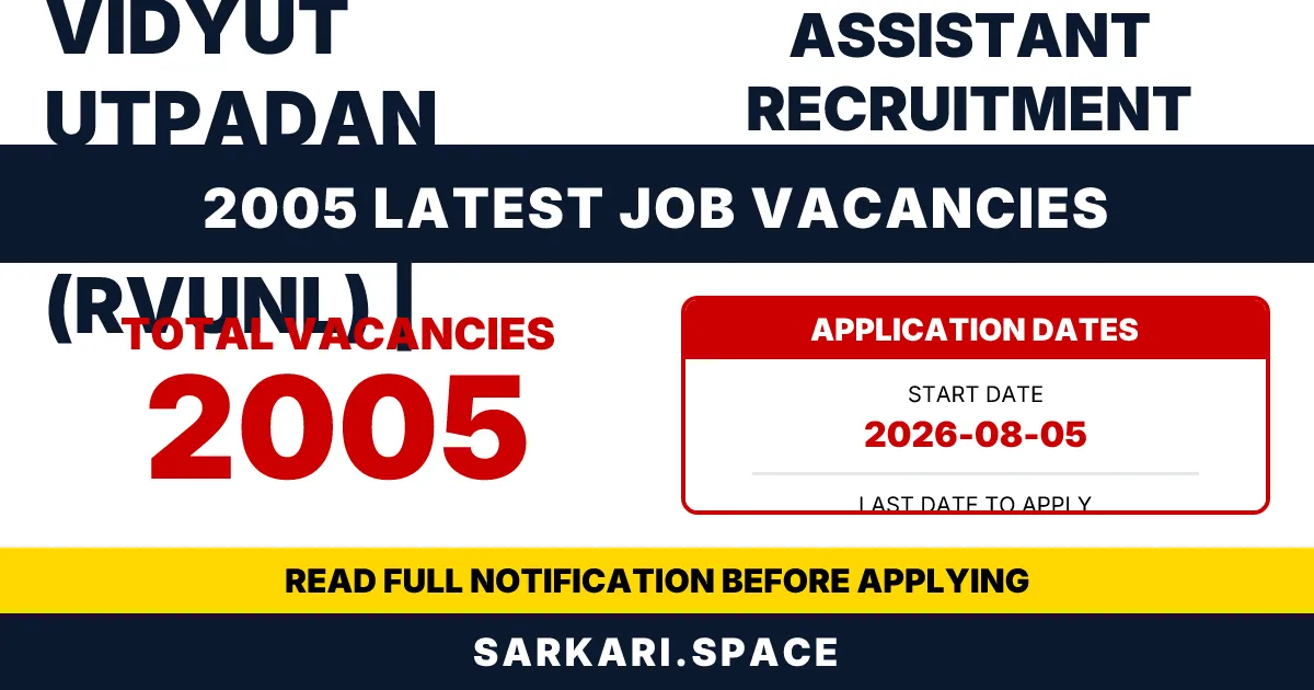 RRVUNL JE, Junior Assistant Recruitment 2026 Notice