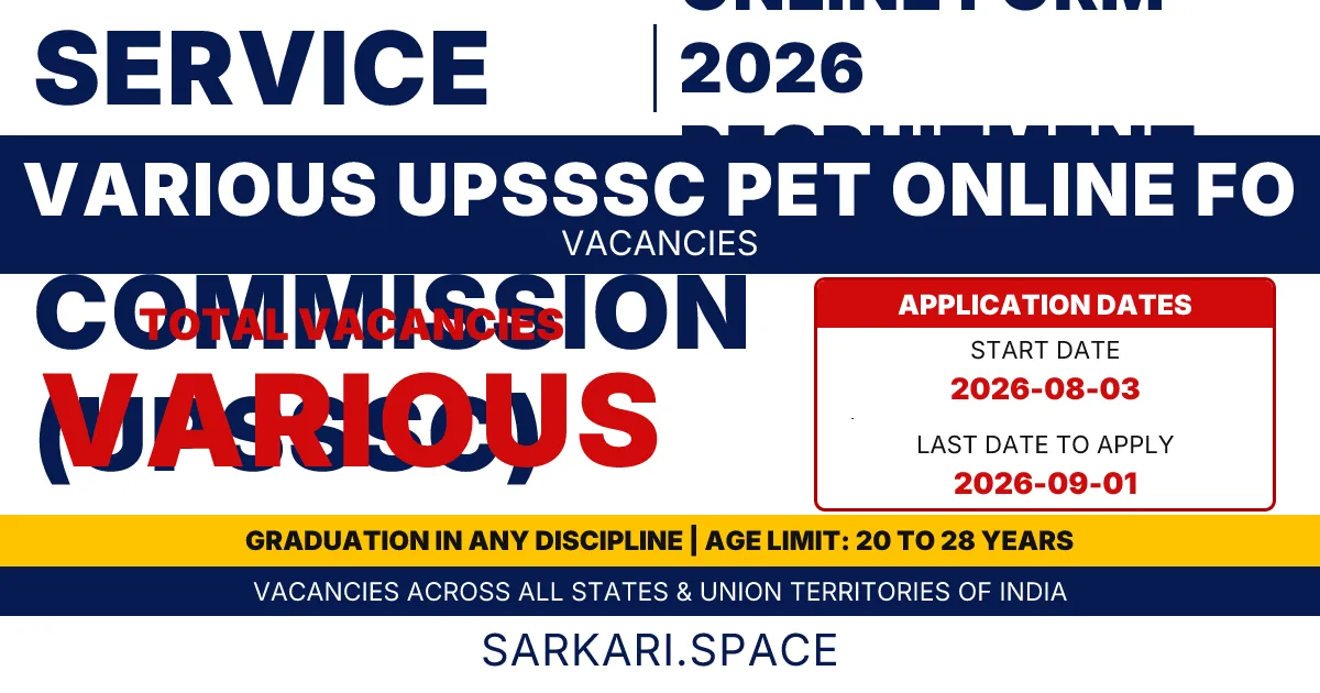 UPSSSC PET Online Form 2026 Notice