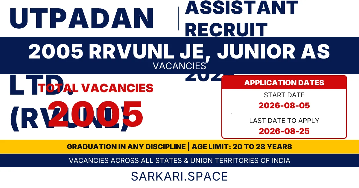 RRVUNL JE, Junior Assistant Recruitment 2026 Notice