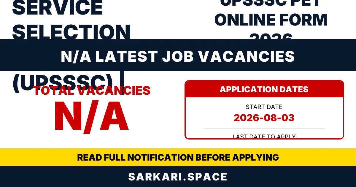 UPSSSC PET Online Form 2026 Notice