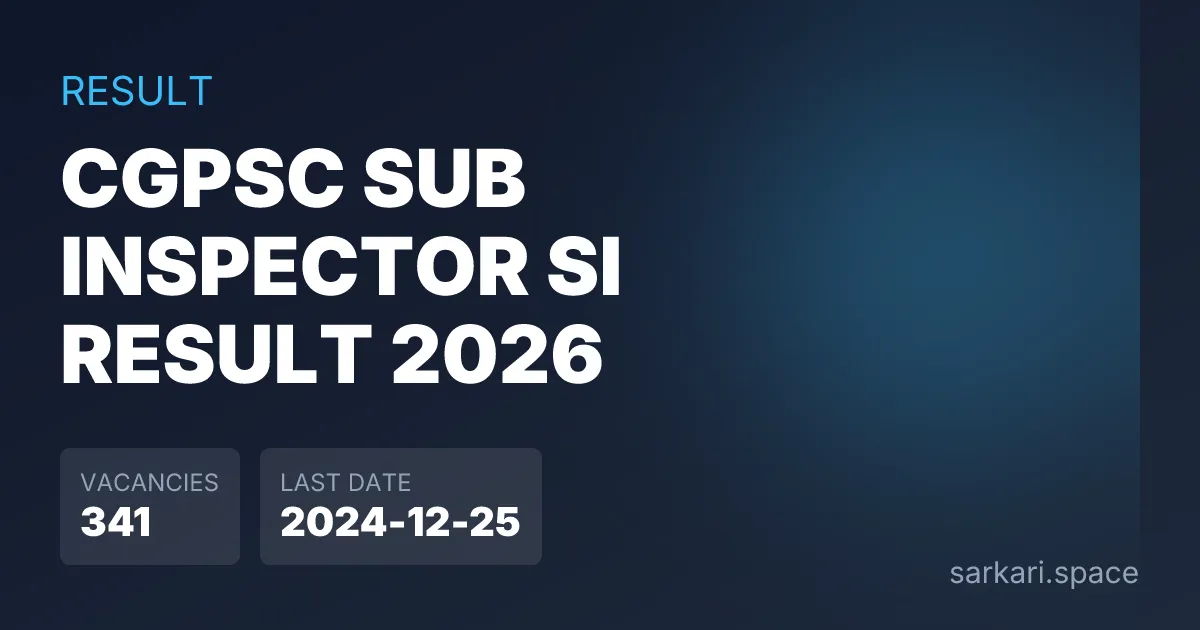 CGPSC Sub Inspector SI Result 2026 Notice
