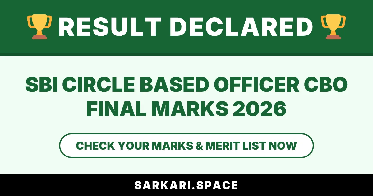 SBI Circle Based Officer CBO Final Marks 2026 Notice