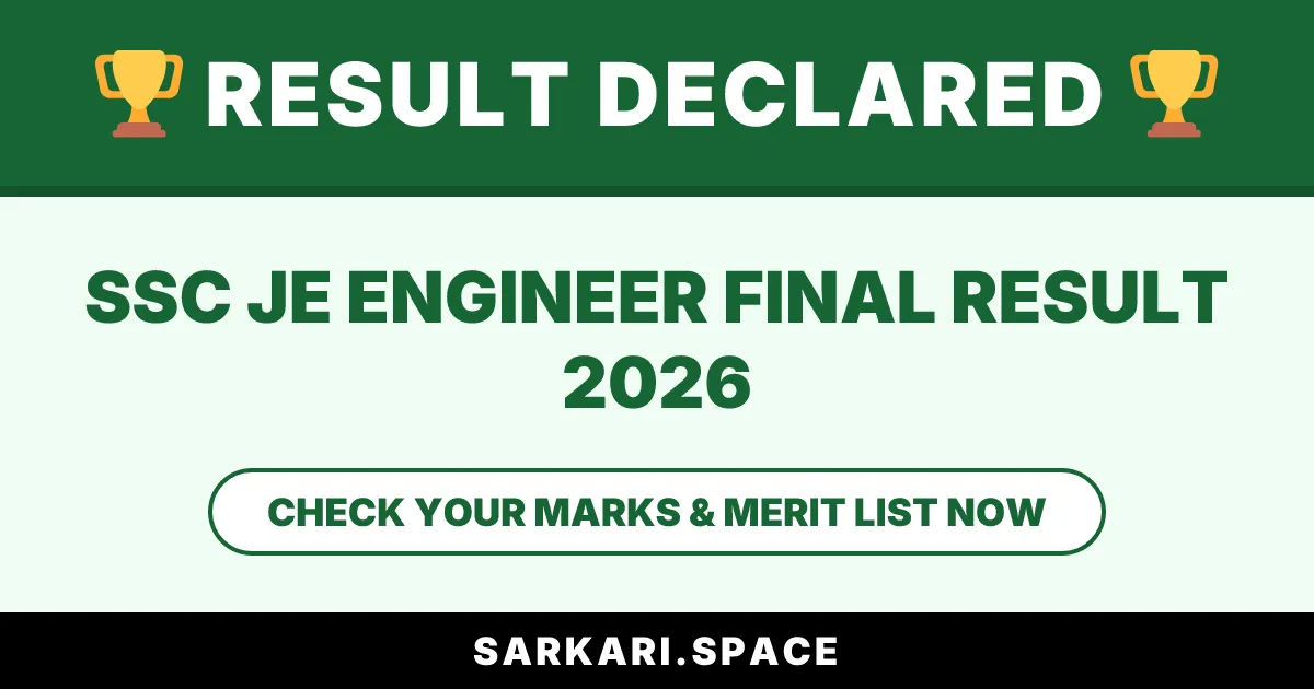 SSC JE Engineer Final Result 2026 Notice