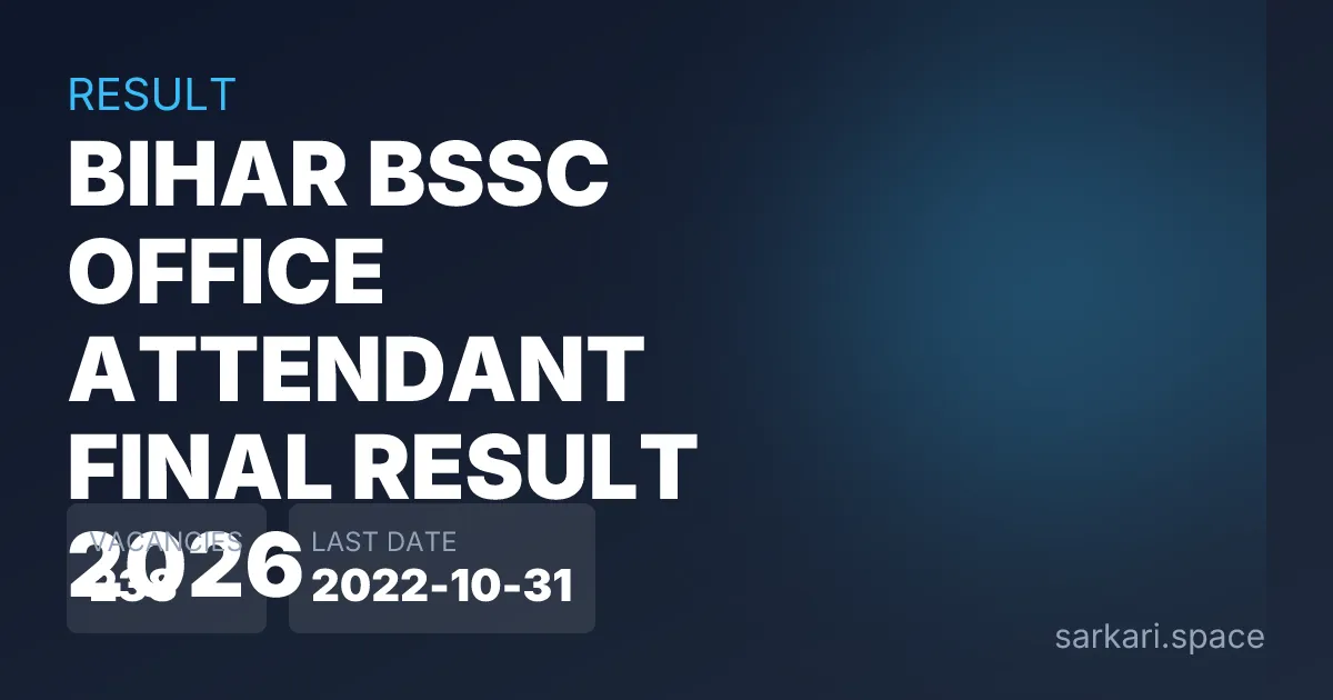 Bihar BSSC Office Attendant Final Result 2026 Notice