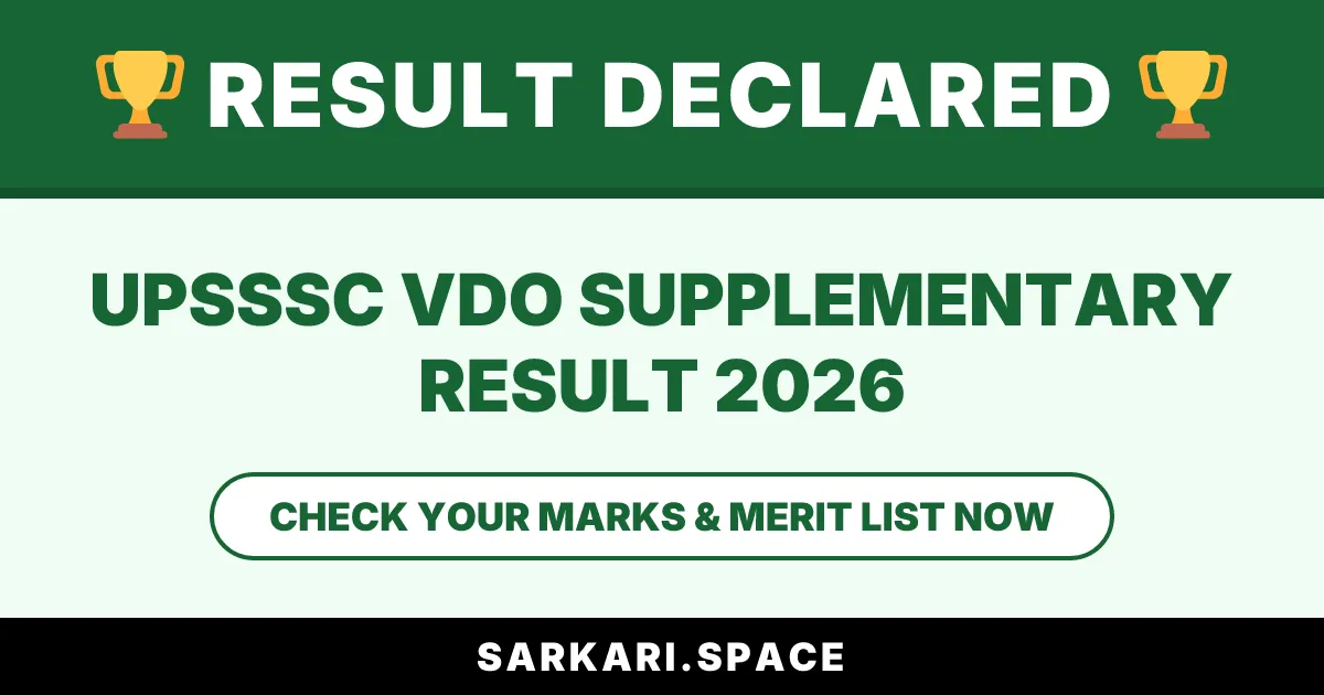 UPSSSC VDO Supplementary Result 2026 Notice