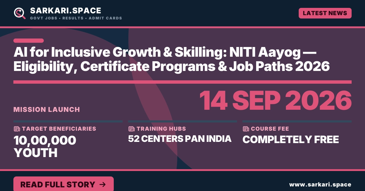AI for Inclusive Growth & Skilling: NITI Aayog के नए पाठ्यक्रम — Eligibility, Certificate Programs & Job Paths 2026 में