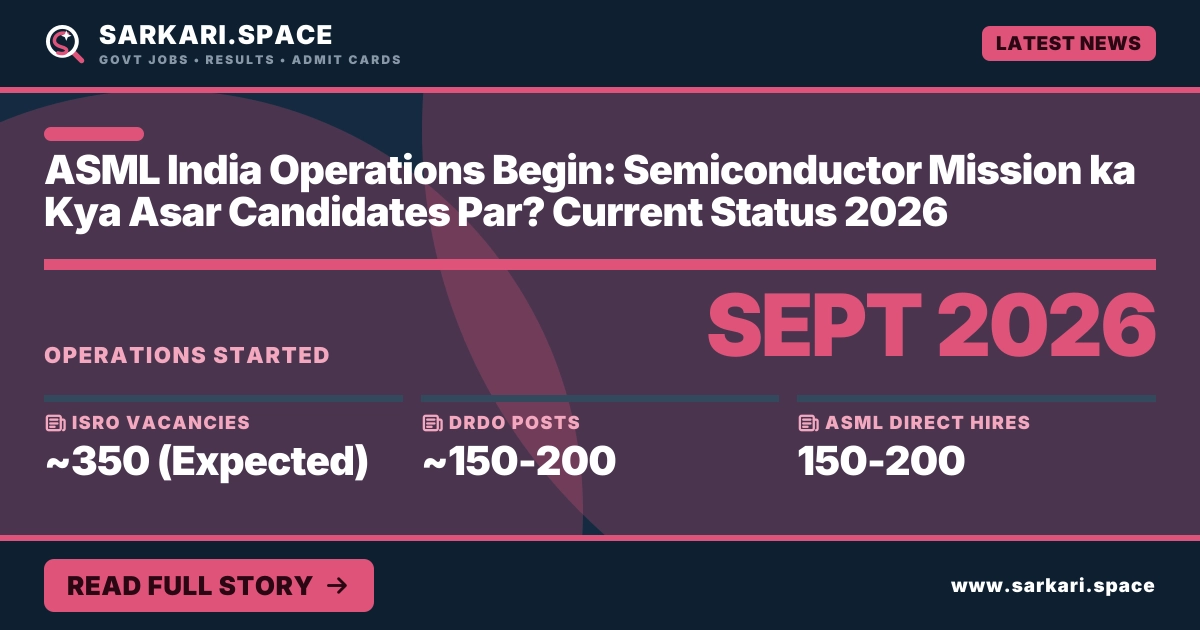 ASML India Operations Begin: Semiconductor Mission ka Kya Asar Candidates Par? Current Status 2026