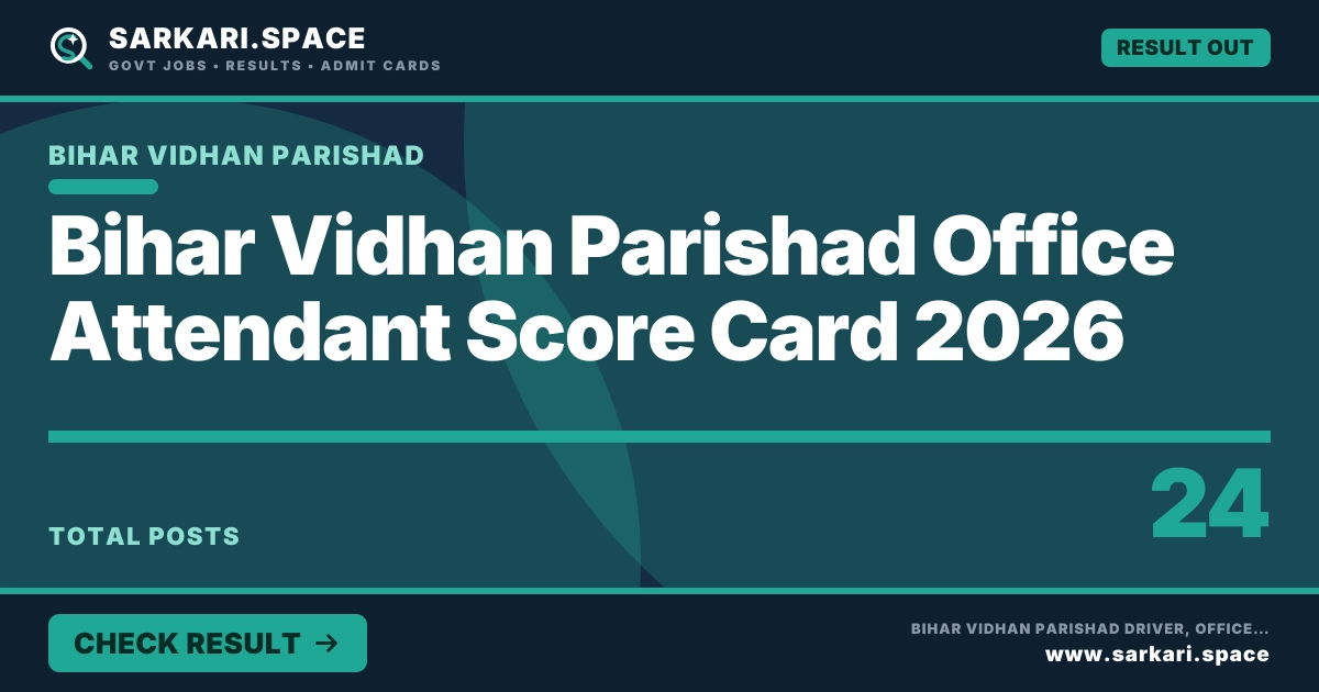 Bihar Vidhan Parishad Office Attendant Score Card 2026 Notice