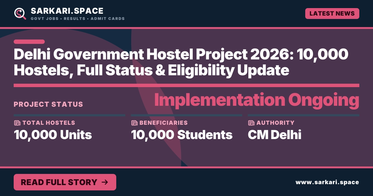 Delhi Government Hostel Project 2026: 10,000 Hostels, Full Status & Eligibility Update