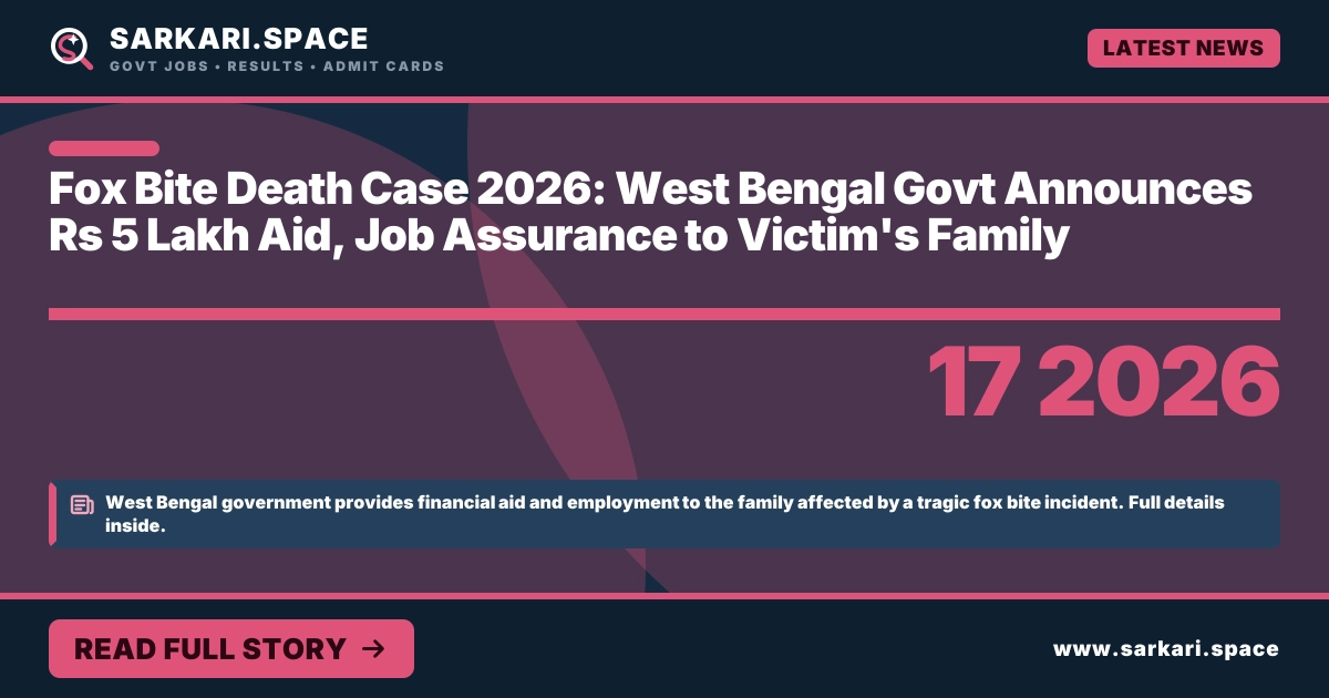 Fox Bite Death Case 2026: West Bengal Govt Announces Rs 5 Lakh Aid, Job Assurance to Victim's Family