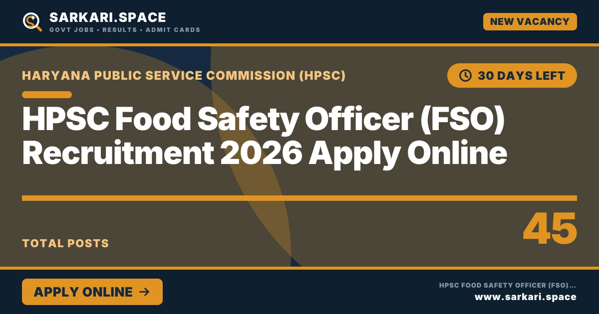 HPSC Food Safety Officer (FSO) Recruitment 2026 Apply Online Notice