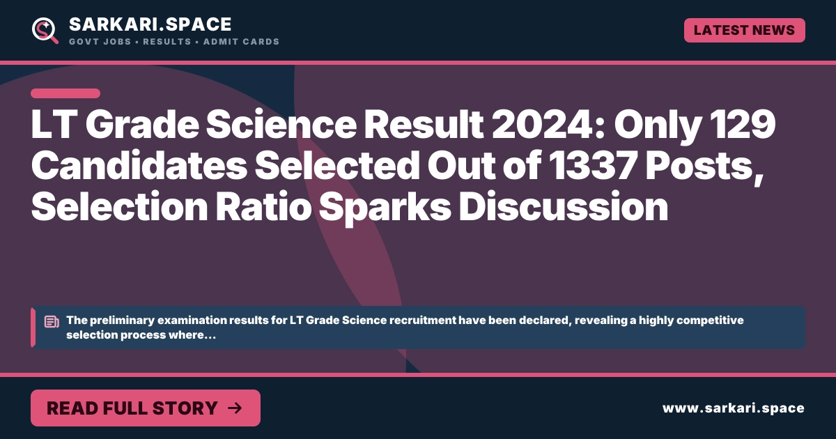 LT Grade Science Result 2024: Only 129 Candidates Selected Out of 1337 Posts, Selection Ratio Sparks Discussion