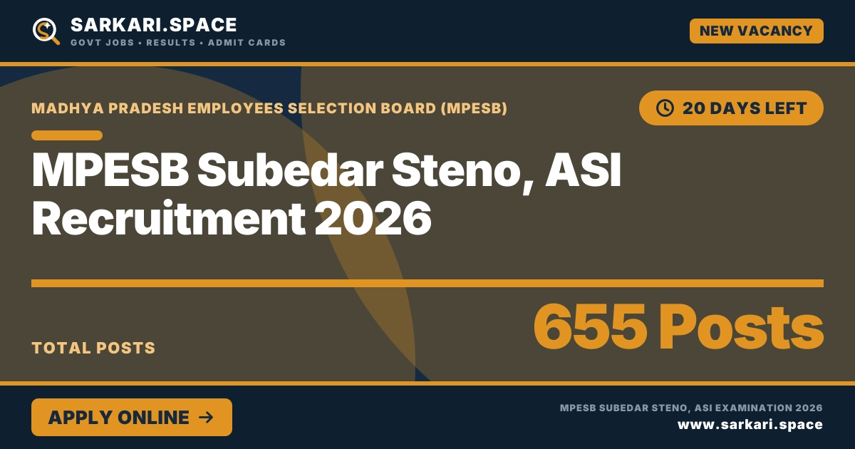 MPESB Subedar Steno, ASI Recruitment 2026 Notice