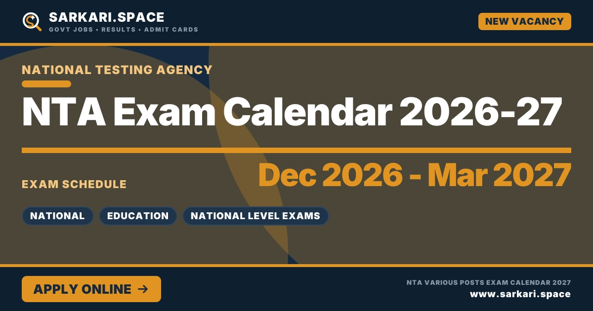 NTA Exam Calendar 2026-27 Notice
