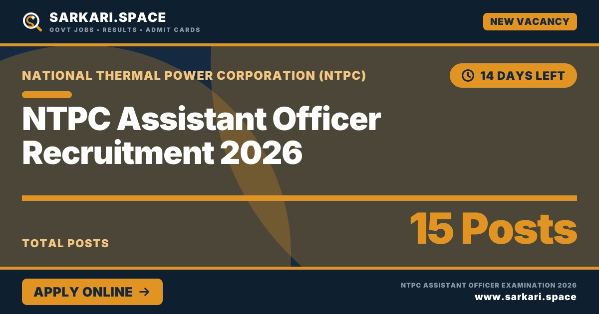 NTPC Assistant Officer Recruitment 2026 Notice