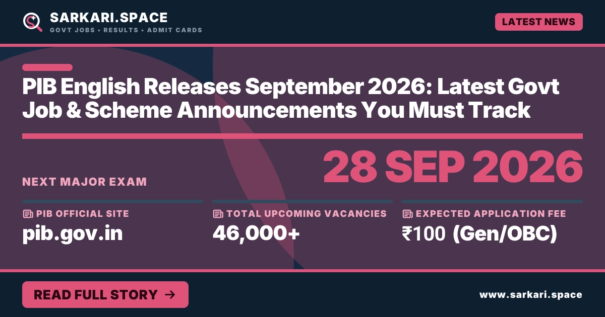 PIB English Releases September 2026: Latest Govt Job & Scheme Announcements You Must Track