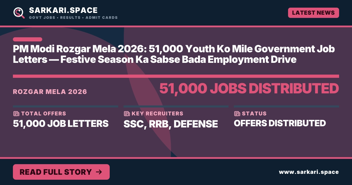 PM Modi Rozgar Mela 2026: 51,000 Youth Ko Mile Government Job Letters — Festive Season Ka Sabse Bada Employment Drive