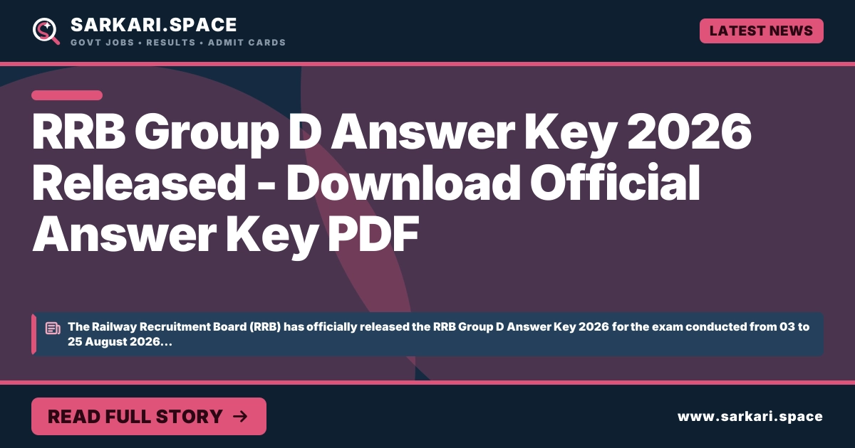 RRB Group D Answer Key 2026 Released - Download Official Answer Key PDF