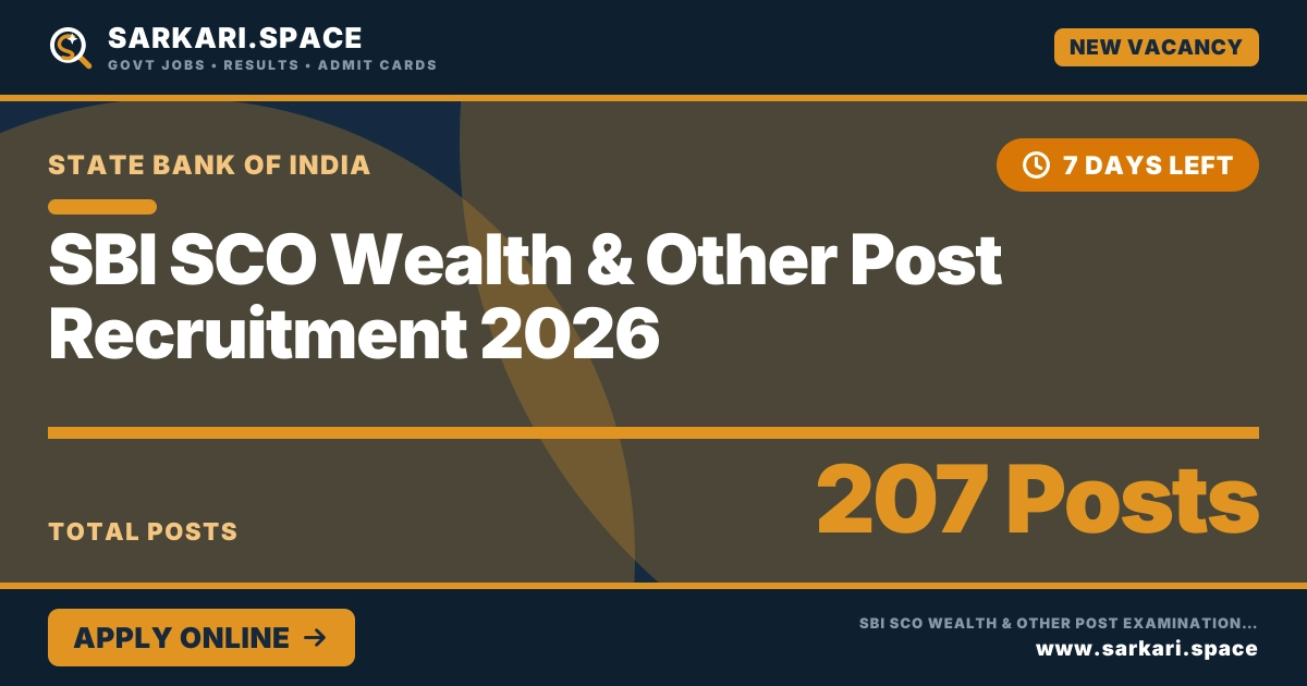 SBI SCO Wealth & Other Post Recruitment 2026 Notice