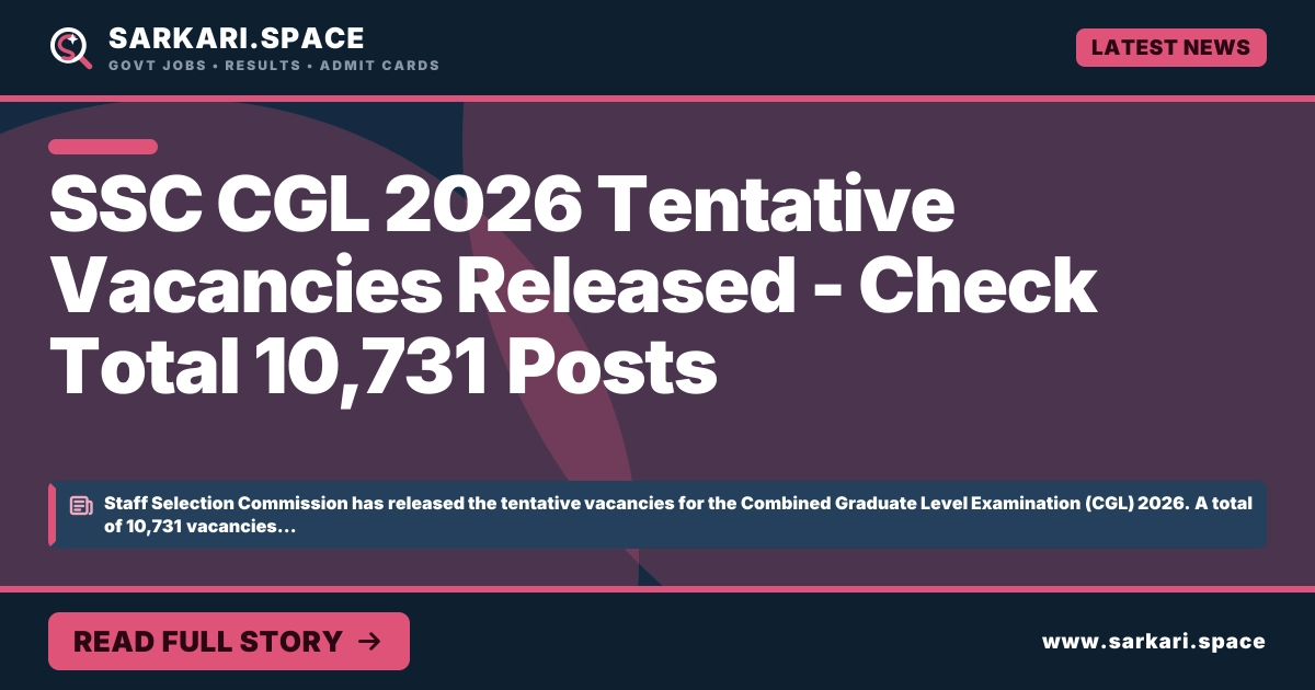 SSC CGL 2026 Tentative Vacancies Released - Check Total 10,731 Posts