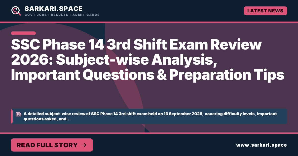 SSC Phase 14 3rd Shift Exam Review 2026: Subject-wise Analysis, Important Questions & Preparation Tips