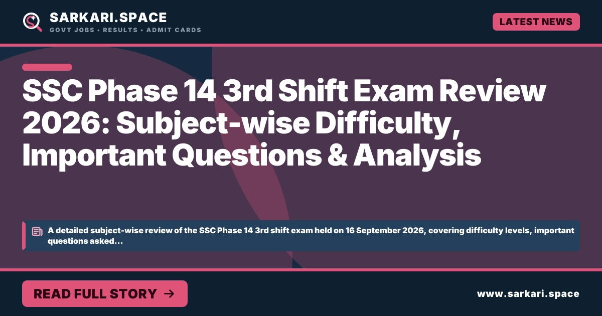 SSC Phase 14 3rd Shift Exam Review 2026: Subject-wise Difficulty, Important Questions & Analysis