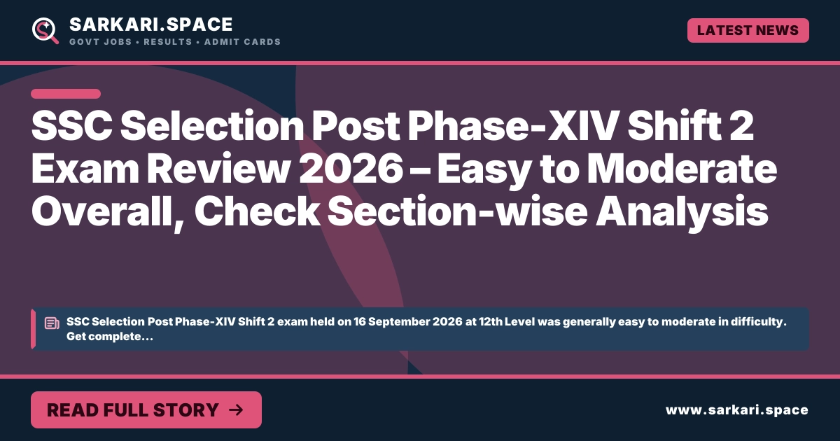 SSC Selection Post Phase-XIV Shift 2 Exam Review 2026 – Easy to Moderate Overall, Check Section-wise Analysis
