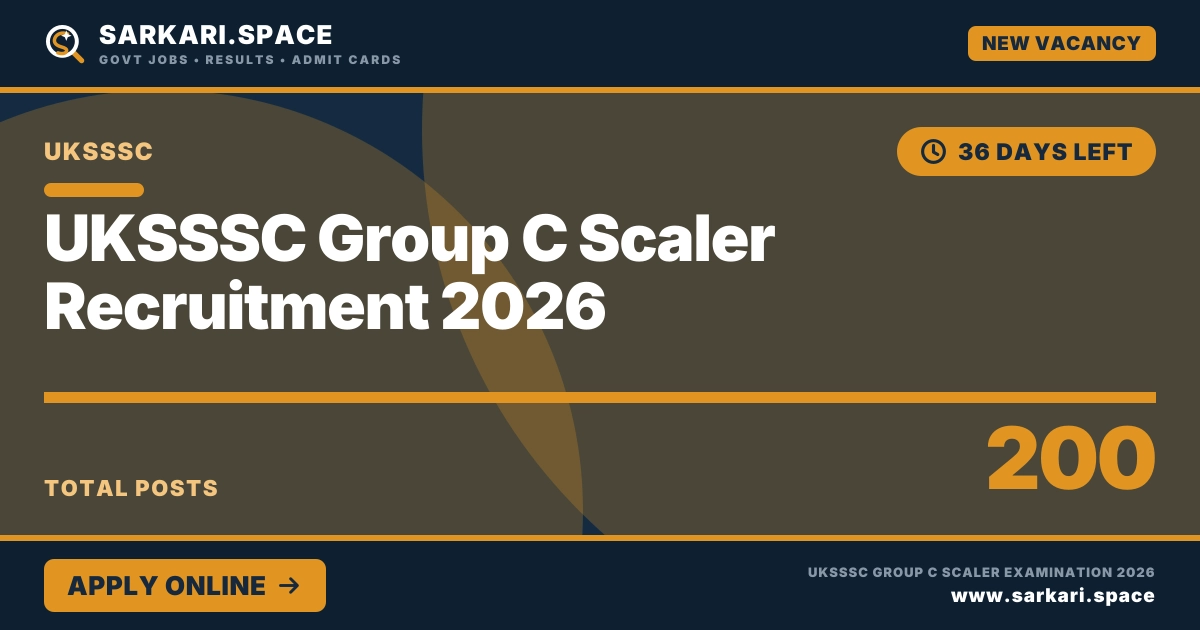 UKSSSC Group C Scaler Recruitment 2026 Notice