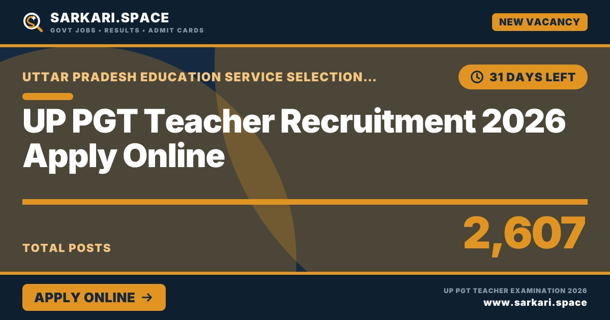 UP PGT Teacher Recruitment 2026 Apply Online Notice
